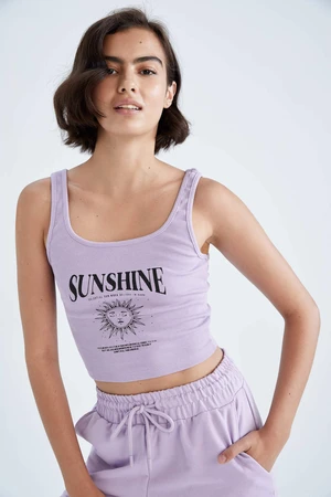 DEFACTO Fitted Crew Neck Mystic Printed Camisole Singlet