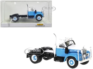 1953 Mack B-61 Truck Tractor Light Blue and White 1/87 (HO) Scale Model Car by Brekina