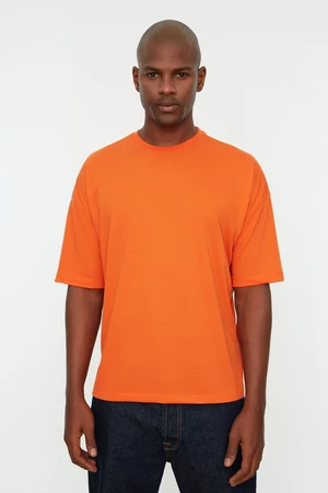 Trendyol Orange Men's Basic Crew Neck Oversized/Wide Cut, Short Sleeved T-Shirt