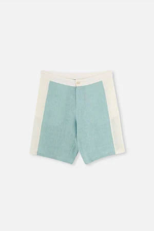 Dagi Ecru - Green Linen Shorts