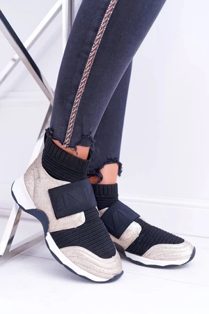 Női Sport cipő Lu Boo egy zokni brokát Arany Phantom