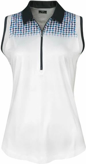 Callaway Womens Engineered Evanescent Geo Sleeveless Polo Brilliant White L Camiseta polo