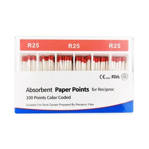 Dental Reciprocal Absorbent Paper Points R25 R40 R50 Suitable for Root Canals Prepared by Reciproc Blue Files Dental Obturations