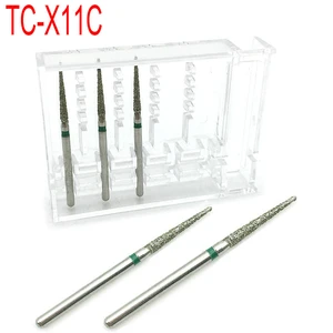 5pcs/pack Dental Diamond Burs Set High Speed Handpiece Polishing Smoothing Diamond Burs kit Dentistry Materials TC-X11C