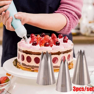 3Pcs/Set Stainless Steel Cake Piping Tips Russian Open Star Piping Nozzles Tips Cupcake Cookies Icing Piping Pastry Nozzles