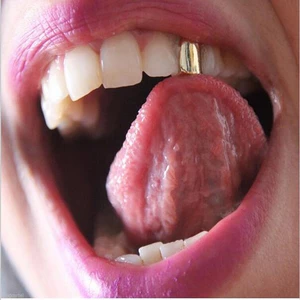 Punk Gold Color Dental Grills For Men Women Grillz Teeth Accessories Rapper Gold Plated Single Tooth Brace Decor Hip Hop Jewelry
