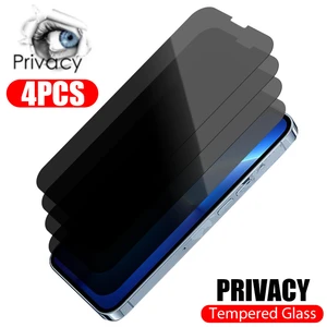 4PCS Privacy Glass On For iPhone 11 12 13 14 Pro Max X XR Anti-spy Screen Protector For iPhone 14 13 Pro XS MAX SE 2020 Glass