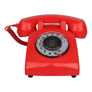 CT-N8019 red Corded Telephone Classic Rotary Dial Home Office Phones Antique Vintage Telephone of 1930s Old Fashion Telephone