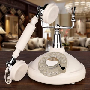 Retro Corded Landline Phone White Classic Vintage Old Fashion Telephone for Home & Office, Wired Antique Home Phone Gift