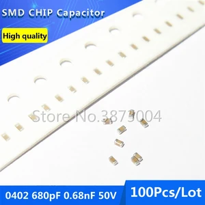 100pcs 0402 680pF 0.68nF 50V COG/NPO 5% Thick Film Chip Multilayer Ceramic Capacitor