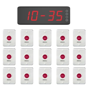 SINGCALL Wireless Hotel Service System, Waterproof, Dustproof, Put in the Bathroom or Outdoor 15 Pagers,1 Screen Receiver