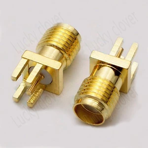 Free shipping 100pcs Gold plated SMA female jack solder PCB clip edge mount RF connector adapter