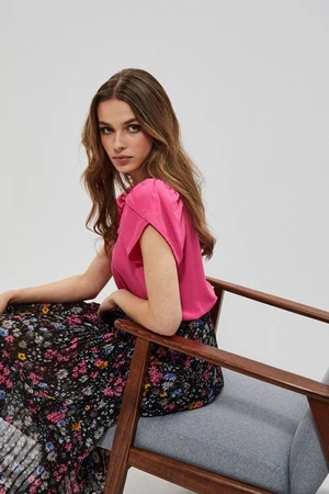 Shirt blouse with puffs - pink