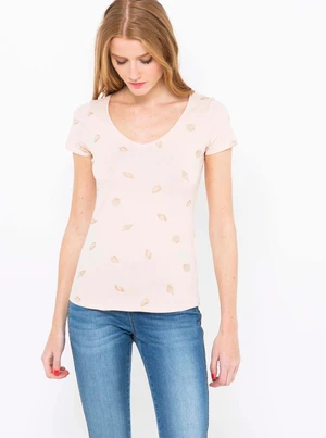 Light pink patterned T-shirt CAMAIEU - Women