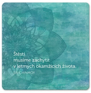 Korkový podtácek s citátem Štěstí musíme zachytit - Sri Chinmoy