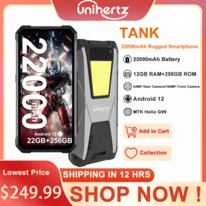 Unihertz TANK Rugged Night Vision Smartphone, Cell Phone, Mobile Phone, 22000 mAh, 8GB, 256GB, 108M Camera, 66W PD, Helio G99