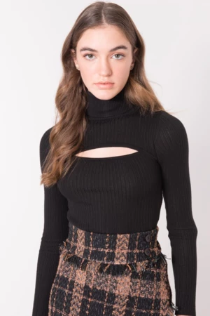 Black ribbed sweater with turtleneck BSL