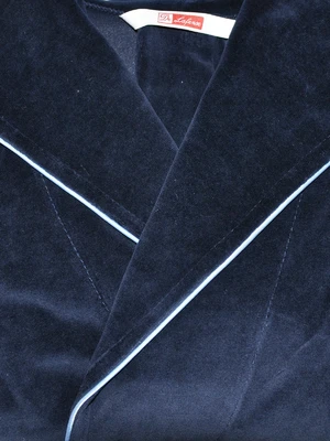 Bathrobe De Lafense 664 Lydie long with hood navy blue