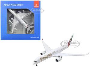 Airbus A350-900 Commercial Aircraft "Emirates Airlines" White with Striped Tail 1/400 Diecast Model Airplane by GeminiJets