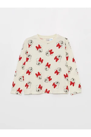 LC Waikiki Crew Neck Minnie Mouse Printed Long Sleeve Girls T-Shirt
