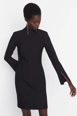 Trendyol Black Mini Fitted Woven Sleeves Woven Dress with Slit