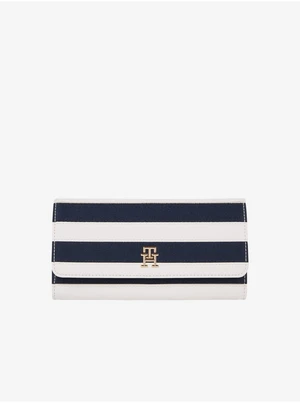 Blue and White Striped Women's Wallet Tommy Hilfiger Iconic LRG - Ladies