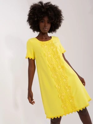 Yellow women's cocktail dress with lace