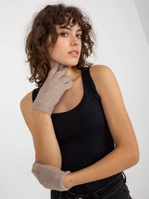 Dámské zimní prstové rukavice - béžové