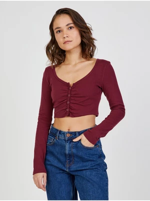 Vínový crop top TALLY WEiJL - Dámské