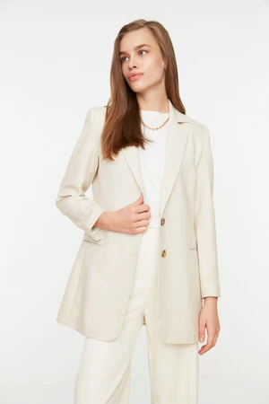 Trendyol Beige Two-Button Blazer Woven Jacket