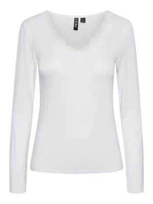 Pieces Dámské triko PCBARBERA Standard Fit 17141053 Bright White M