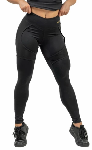 Nebbia High Waist Leggings INTENSE Mesh Black/Gold L Fitness nohavice