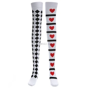 Poker Card Suit Print Thigh High Stockings Cosplay Costume Long Socks Lolita Socks Over Knee Lolita Stockings Halloween Socks