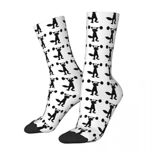 Vintage Weightlifting Men's Socks Fox Cartoon Animals Unisex Novelty Seamless Printed Funny Crew Sock Gift