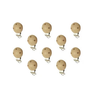 10 Pcs Round Badge Clip Wood Pacifier Clips Baby Pacifiers Holes Badges Clothes