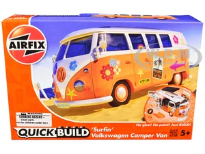 Skill 1 Model Kit Volkswagen Camper Van Surfin Snap Together Painted Plastic Model Car Kit by Airfix Quickbuild