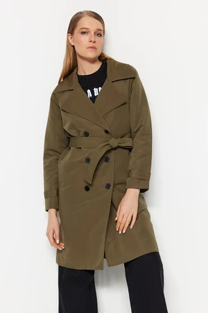 Trendyol Khaki Oversize Wide-Cut Trench Coat with a Belt