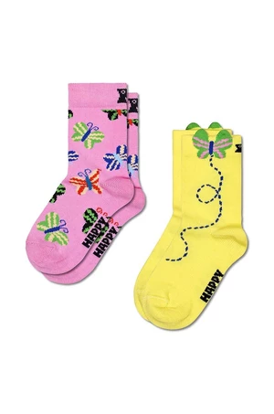 Detské ponožky Happy Socks Kids Butterfly Socks 2-pak žltá farba