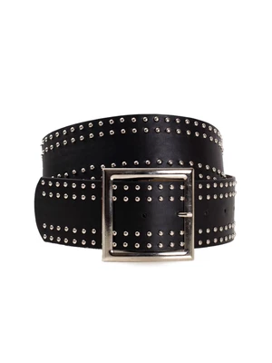 Black women's belt with appliqué