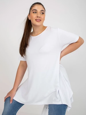 Plain white blouse plus size with a round neckline