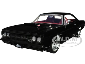 1970 Plymouth Road Runner 440 Black with Red Interior "Bigtime Muscle" Series 1/24 Diecast Model Car by Jada