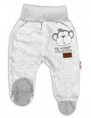 Baby Nellys Kojenecké polodupačky Monkey - sv. šedý melírek, vel. 80 (9-12m)