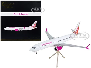 Boeing 737 MAX 8 Commercial Aircraft "Caribbean Airlines" White with Pink Tail "Gemini 200" Series 1/200 Diecast Model Airplane by GeminiJets