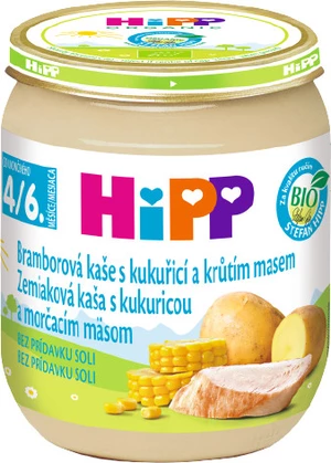 HiPP BIO Zemiaky a kukurica s morčacím mäsom, 125 g