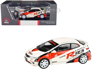 2007 Honda Civic Type R FN2 White "Race Livery" 1/64 Diecast Model Car by Paragon Models