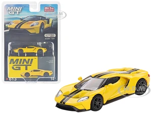 Ford GT Triple Yellow with Black Stripes Limited Edition to 1800 pieces Worldwide 1/64 Diecast Model Car by True Scale Miniatures