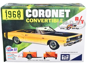 Skill 2 Model Kit 1968 Dodge Coronet R/T Convertible with Haul-Away Trailer 1/25 Scale Model by MPC