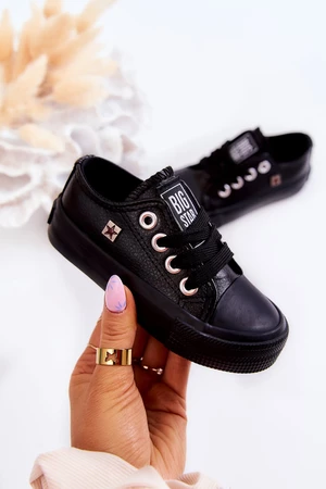 Kids Leather Sneakers Big Star - black