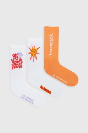 Ponožky On Vacation Summer Holiday 3-pak biela farba, OVC SK23