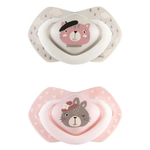 CANPOL BABIES Set symetrických silikonových dudlíků 6-18m BONJOUR PARIS růžový